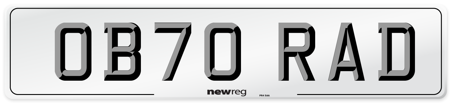 OB70 RAD Number Plate from New Reg